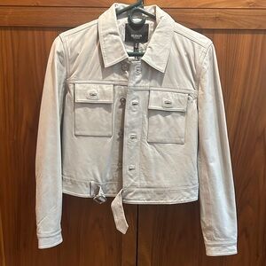 Hudson Jeans Women's Light Gray Genuine Leather Jacket